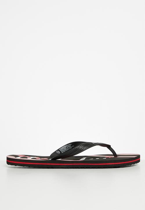 Aca Joe - Mens slip-slops - black & red