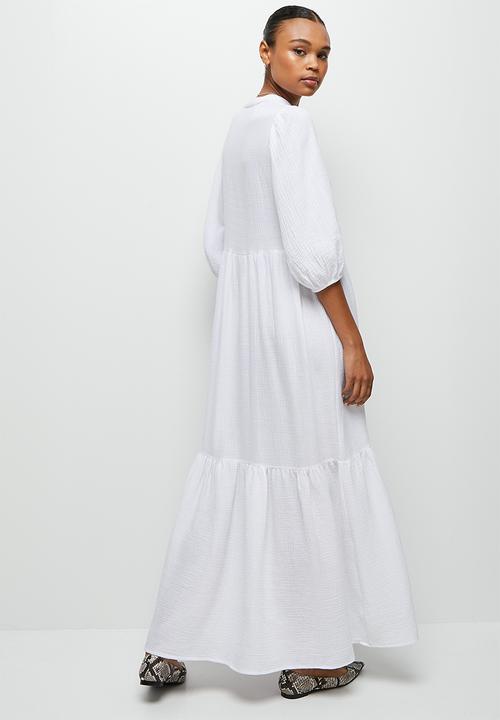 edit - Dbl cloth peasant tiered maxi - milk