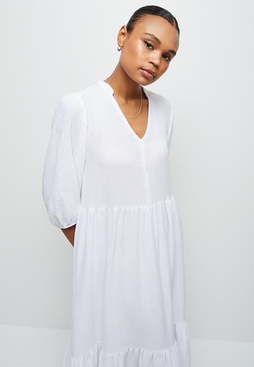 edit - Dbl cloth peasant tiered maxi - milk