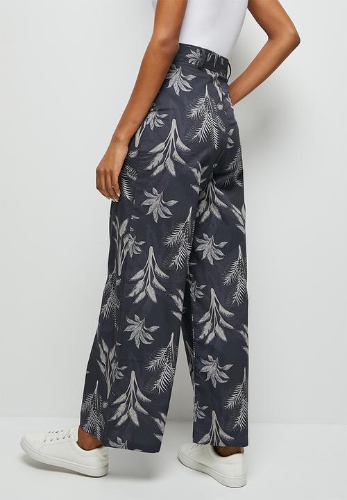 edit - Highwaist belted cullotte - indigo tropical