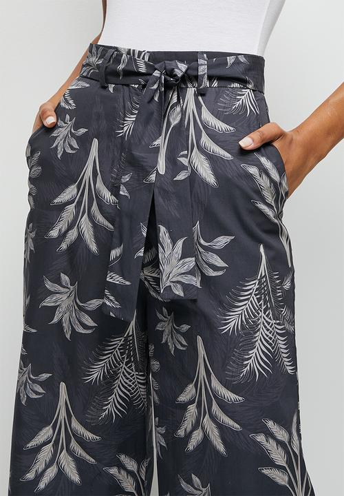 edit - Highwaist belted cullotte - indigo tropical