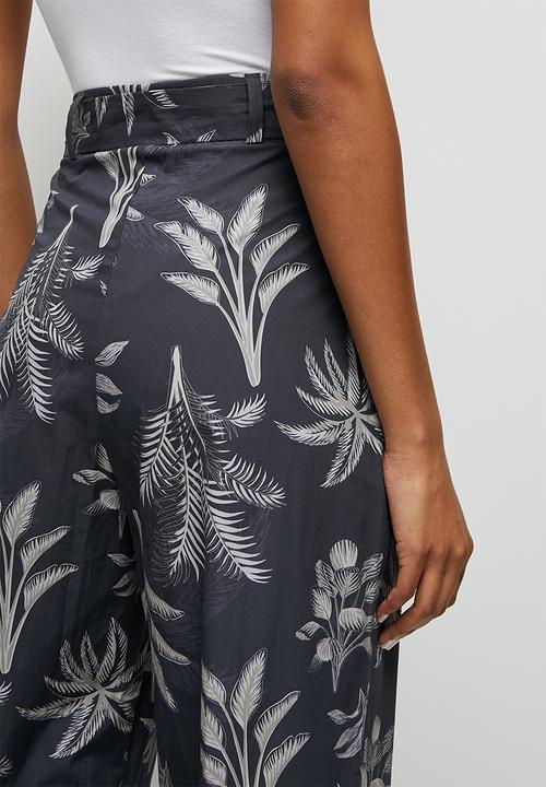 edit - Highwaist belted cullotte - indigo tropical