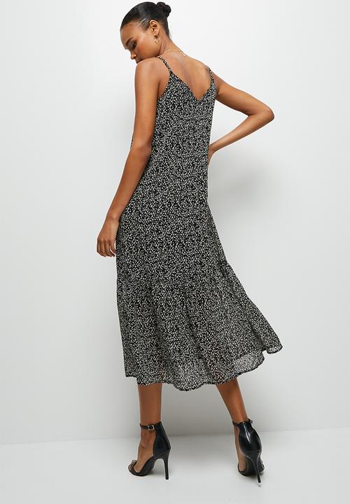 MILLA - Drop waist cami midi dress - black 