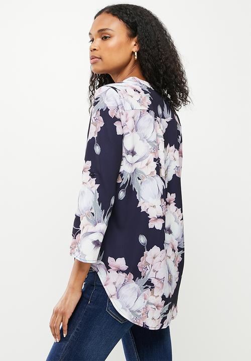 Stella Morgan - Printed floral blouse - multi navy
