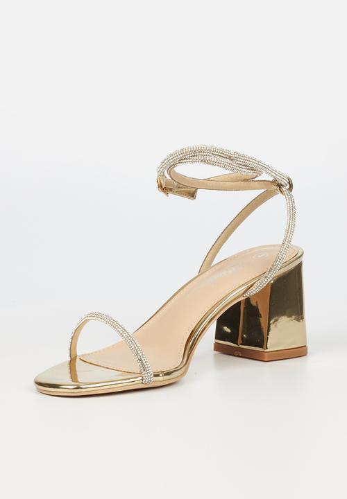 Miss Black - Bardot1 block heel - gold