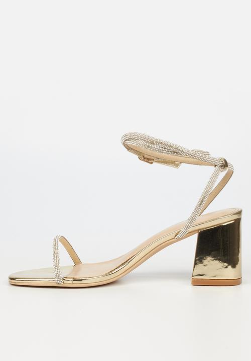Miss Black - Bardot1 block heel - gold