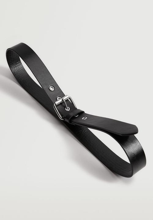 MANGO - Square buckle belt - black