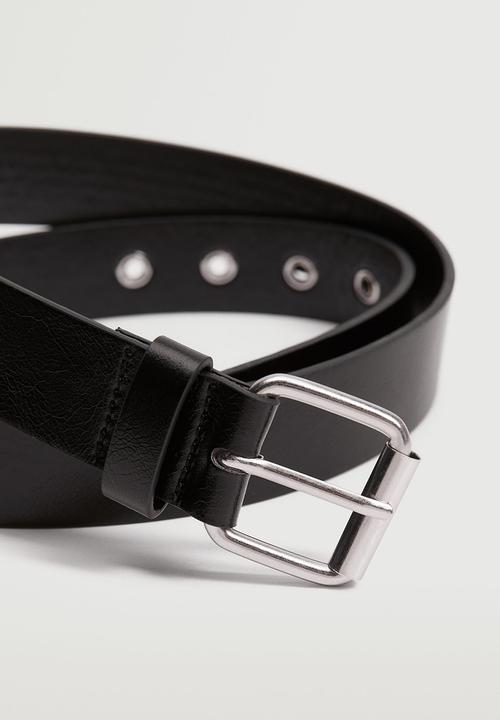 MANGO - Square buckle belt - black