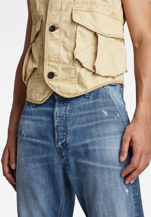G-STAR - Grip 3d relaxed tapered - faded hague blue destroyed