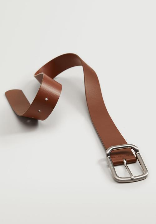 MANGO - Metal buckle belt - brown