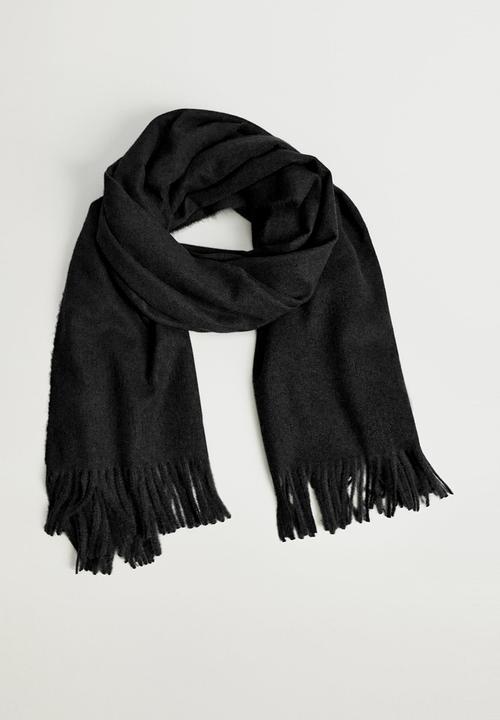 MANGO - Fringed edge scarf - black