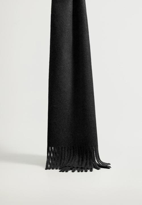MANGO - Fringed edge scarf - black