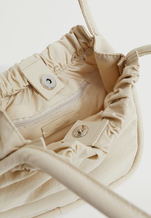 MANGO - Ruched bucket bag - off white