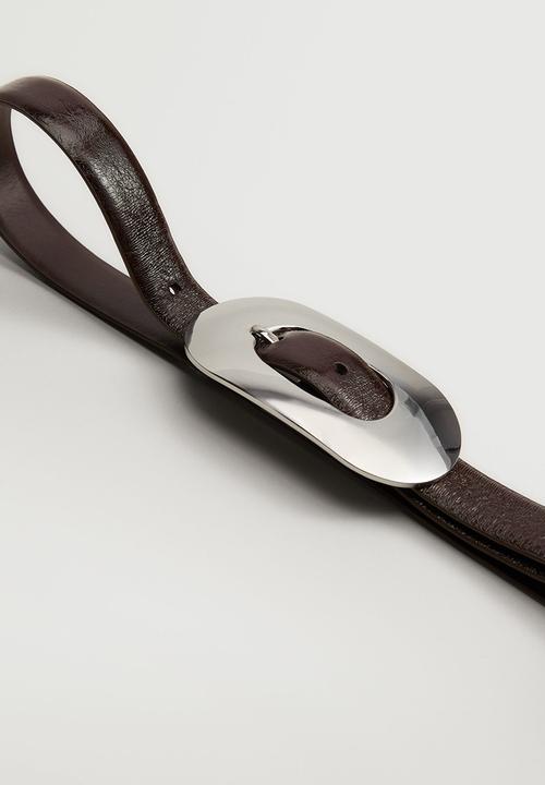 MANGO - Rounded buckle belt - brown