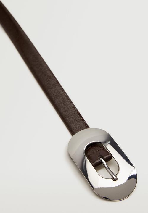 MANGO - Rounded buckle belt - brown