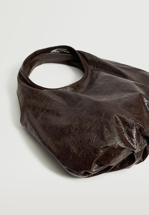 MANGO - Textured handbag - chocolate