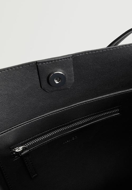 MANGO - Double handle shopper bag - black