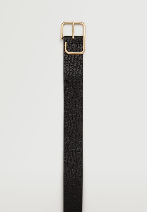 MANGO - Crocodile effect belt - black