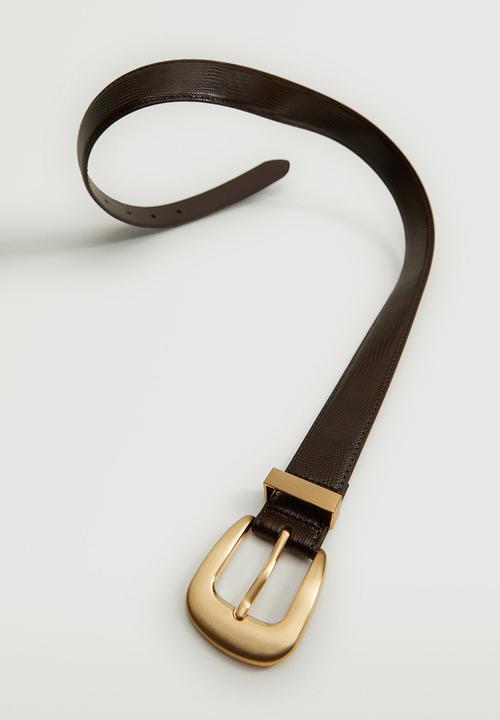 MANGO - Crocodile effect belt - brown
