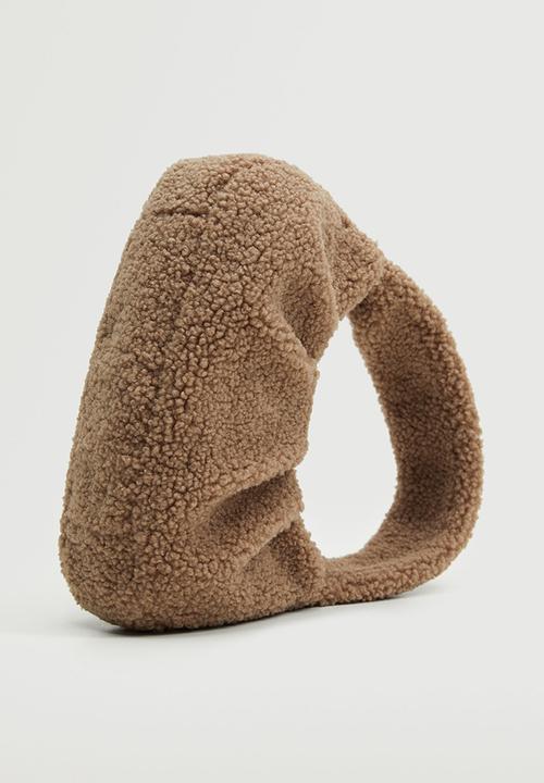 MANGO - Textured faux-shearling bag - light brown 