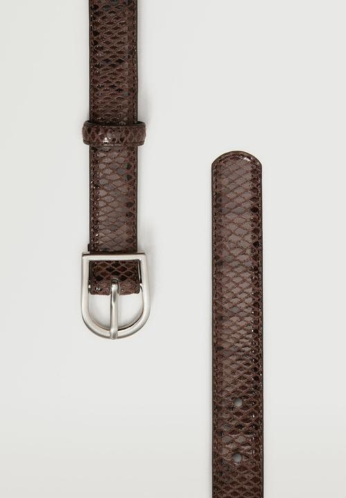 MANGO - Metal buckle belt - chocolate