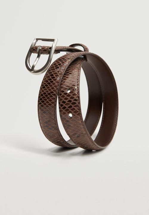 MANGO - Metal buckle belt - chocolate