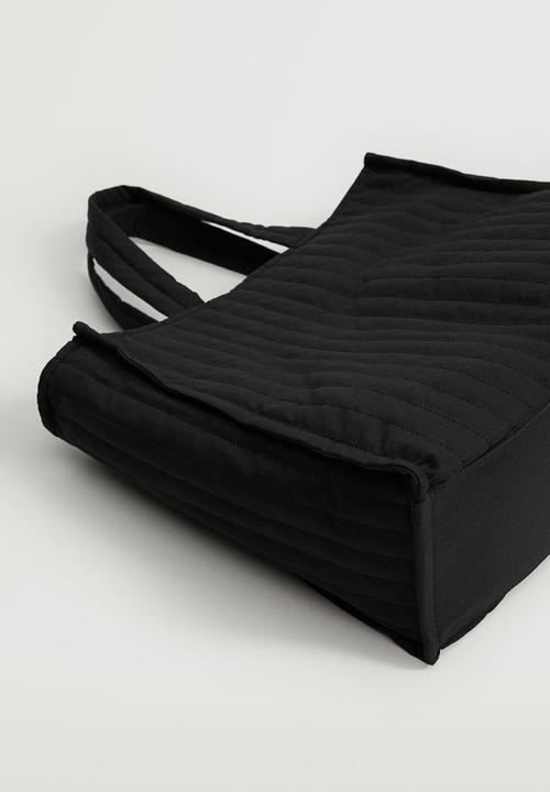 MANGO - Quilted shopper bag - black