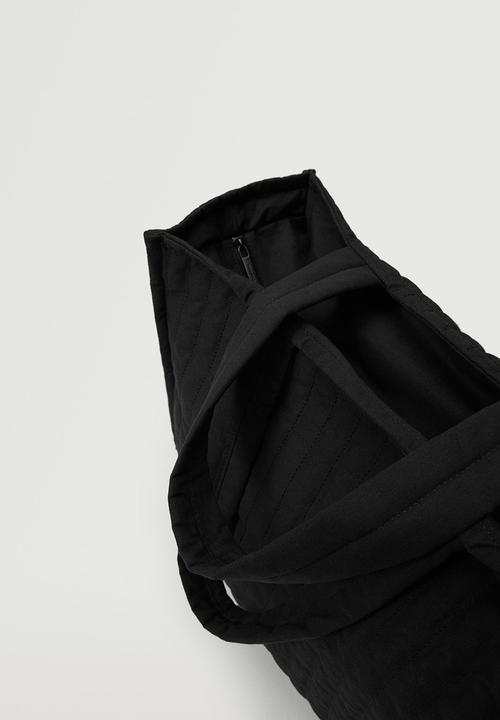 MANGO - Quilted shopper bag - black