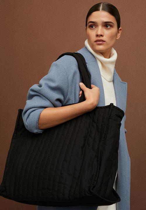 MANGO - Quilted shopper bag - black