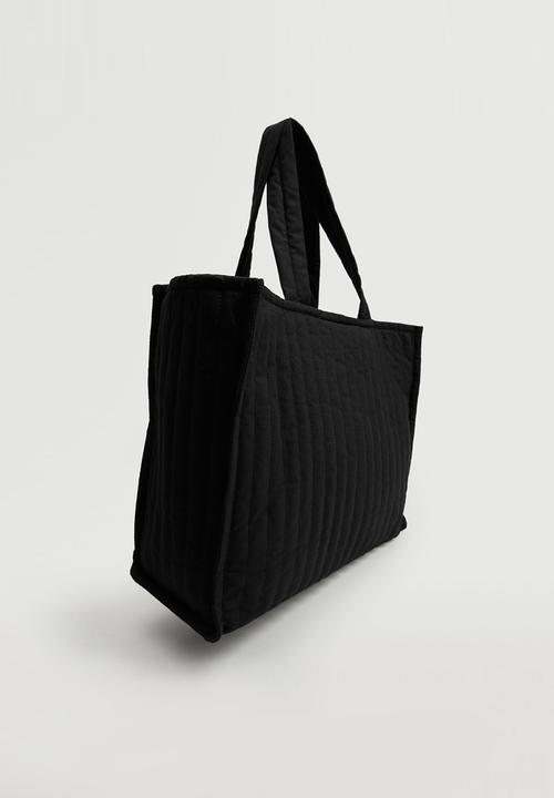 MANGO - Quilted shopper bag - black