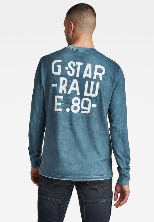 G-STAR - Back spray r t l\s - midnight blue spray outside