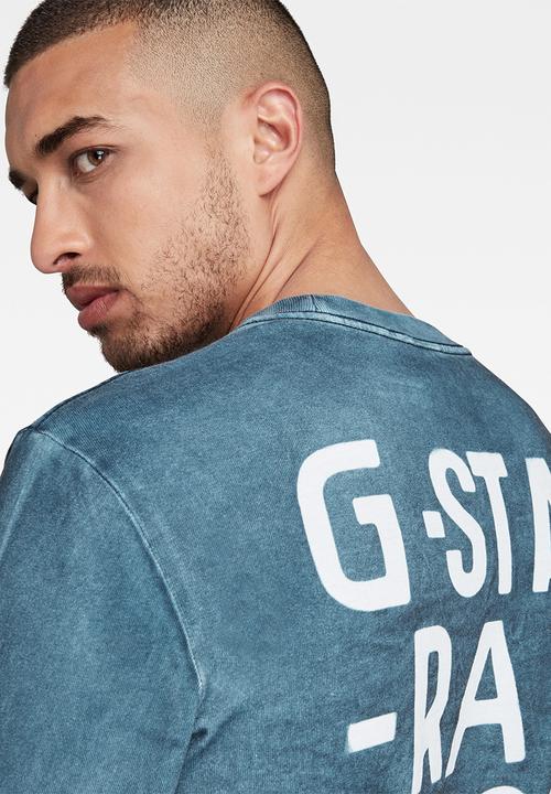 G-STAR - Back spray r t l\s - midnight blue spray outside