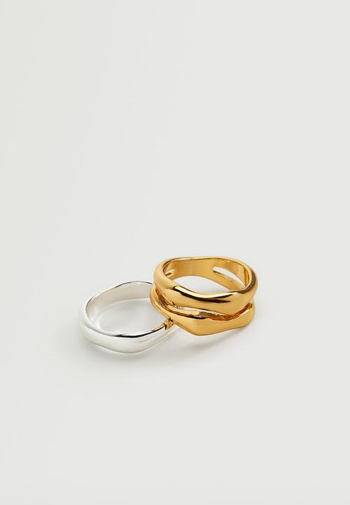 MANGO - Combined ring 2 set - gold & silver