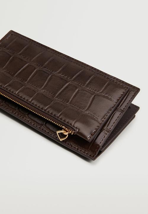 MANGO - Croc-effect wallet - chocolate