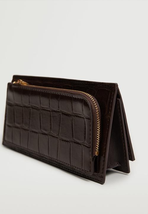 MANGO - Croc-effect wallet - chocolate