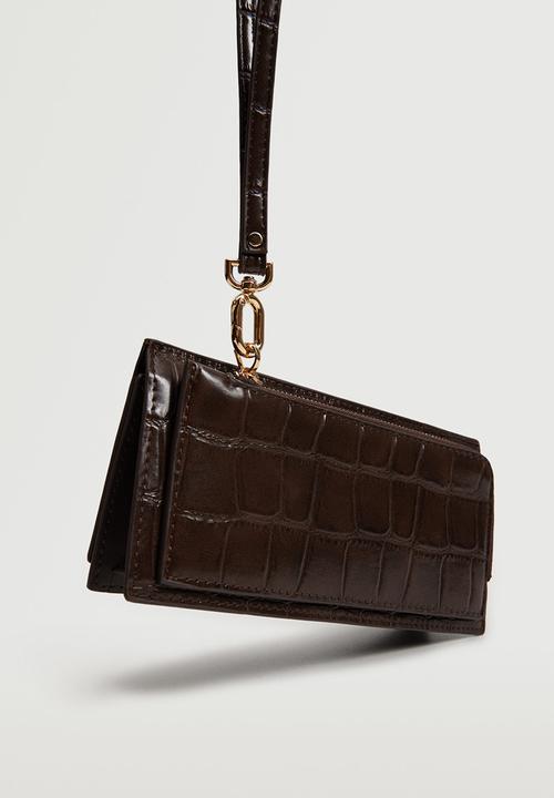 MANGO - Croc-effect wallet - chocolate