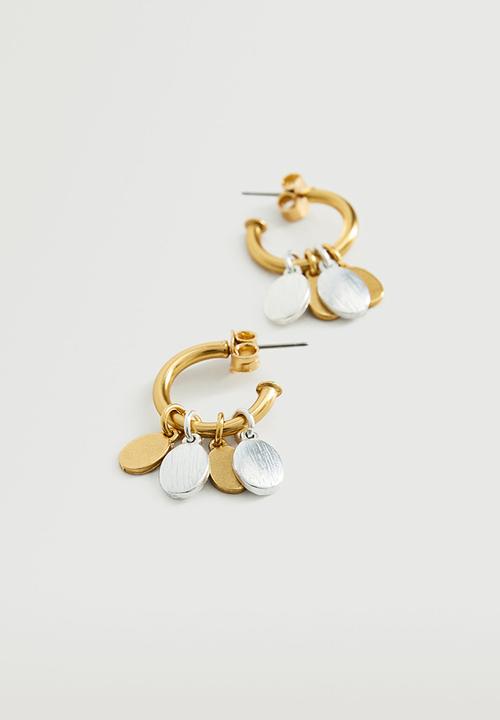 MANGO - Bead hoop earrings - gold