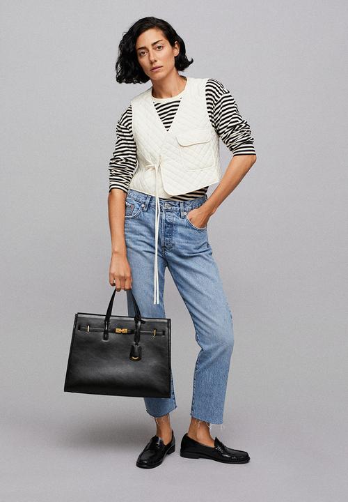 MANGO - Pebbled shopper bag - black