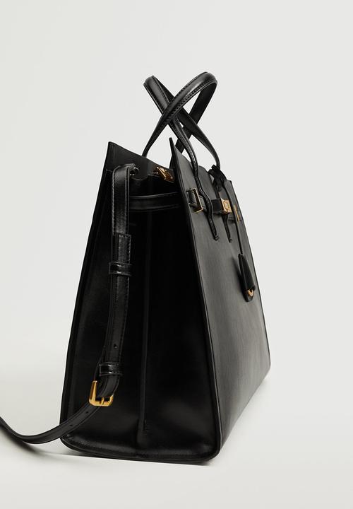 MANGO - Pebbled shopper bag - black