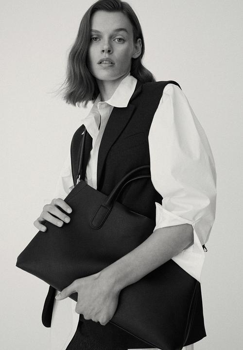MANGO - Shopper bag with handles - black
