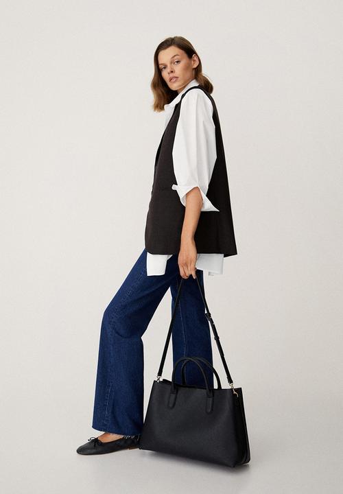 MANGO - Shopper bag with handles - black