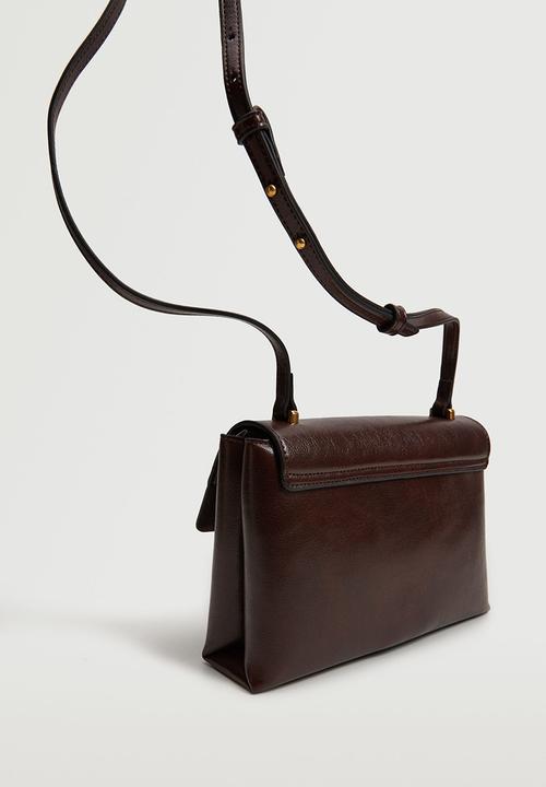 MANGO - Flap cross-body bag - chocolate