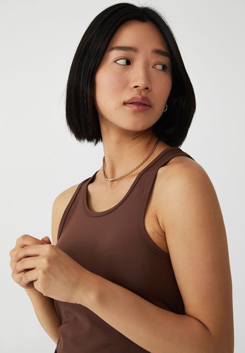 Cotton On - Petite raina ruched racer mini dress - acorn