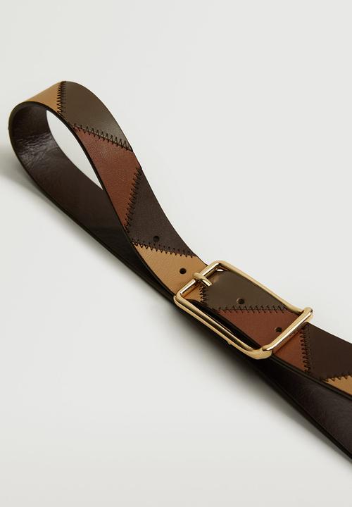 MANGO - Rectangular buckle belt - khaki