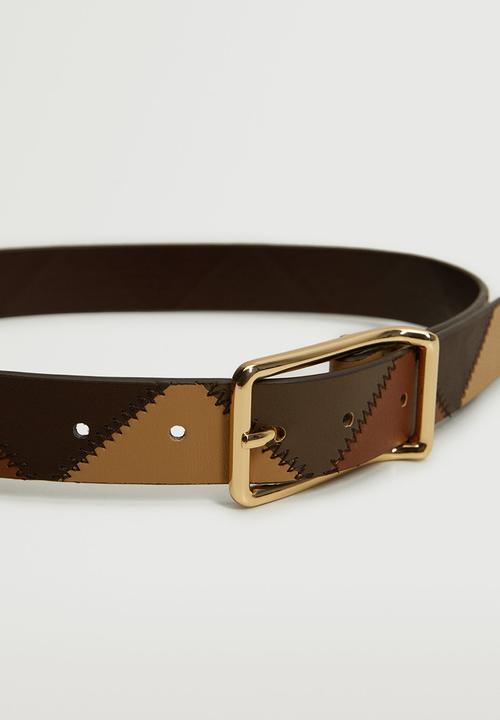 MANGO - Rectangular buckle belt - khaki