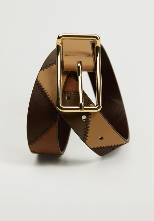 MANGO - Rectangular buckle belt - khaki