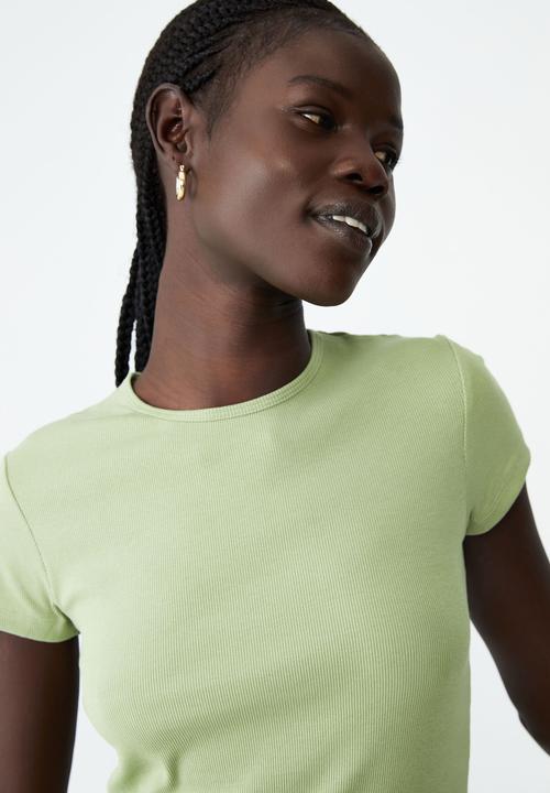 Cotton On - The one organic rib crew short sleeve tee - dusty mint