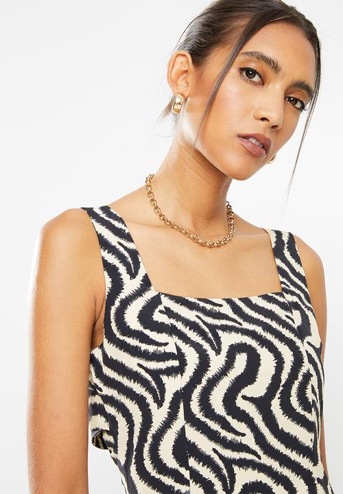 Glamorous - Deer dress - black & cream 
