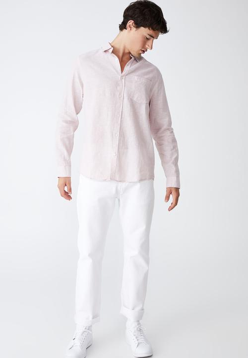 Cotton On - Ashby long sleeve shirt - light pink