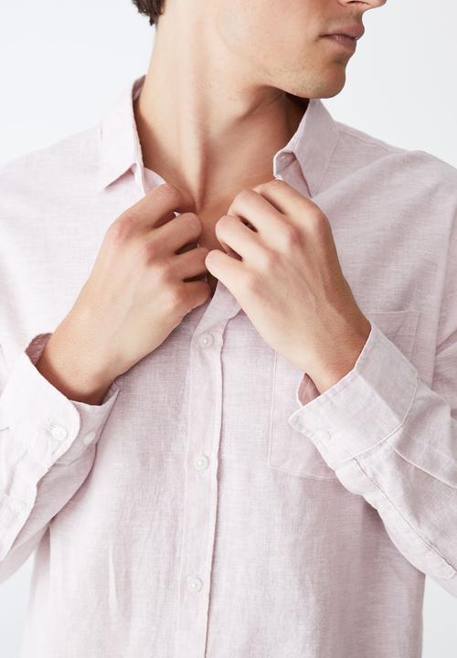 Cotton On - Ashby long sleeve shirt - light pink